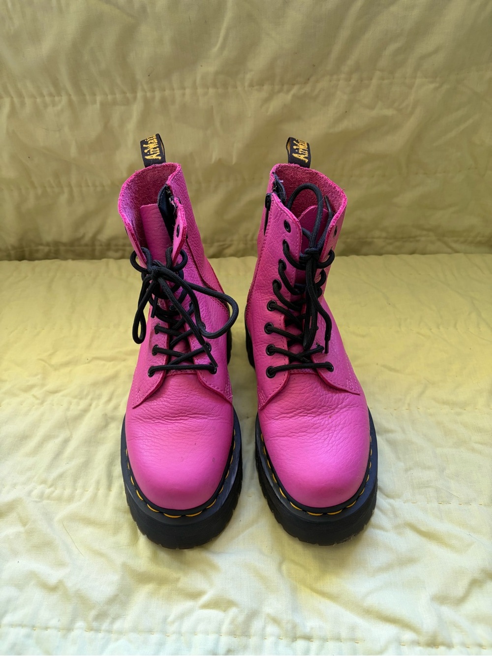 Dr. Martens Pink Lace-Up Platform Boots